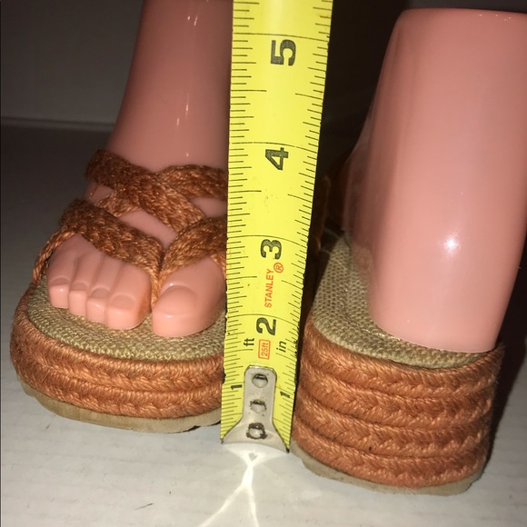 Vtg 90s Y2K Classified Orange Raffia Jute Hemp Platform Sandals - Picture 10 of 10
